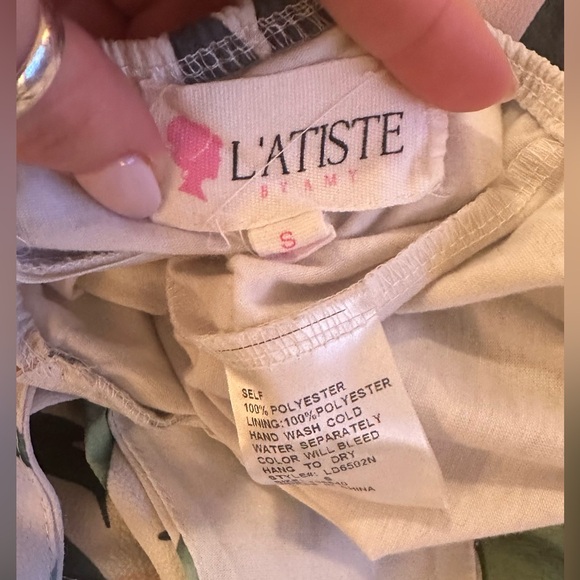 L’ATISTE by Amy Palm Print Maxi Dress Jumpsuit Size Small - Picture 13 of 16